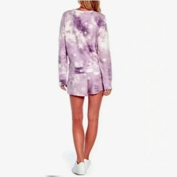 NWT!! WILDFOX Two-Piece Set Top Sweatshirt Shorts Purple Tie Dye Stars X-Large - Picture 7 of 16